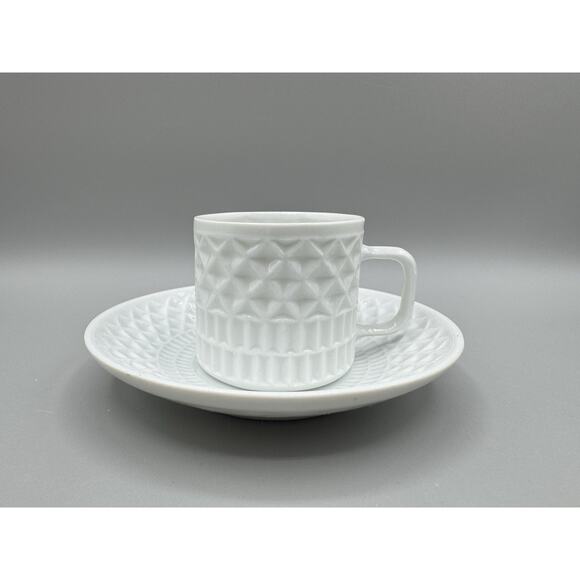 Castro Galicia Espana Cup Saucer White Textured Porcelain Demitasse Espresso - Picture 1 of 7